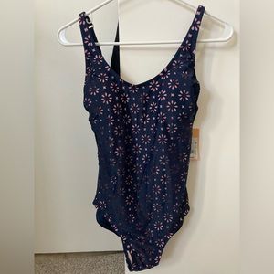 NWT Kona Sol 1 piece Swimsuit - Navy Blue/ Pink - Small